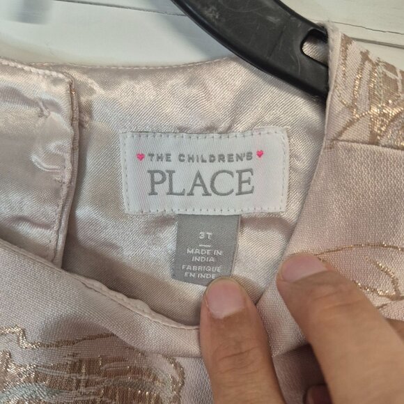 The Childrens Place Metallic Rose Gold Floral Sleeveless Dress - Picture 3 of 6